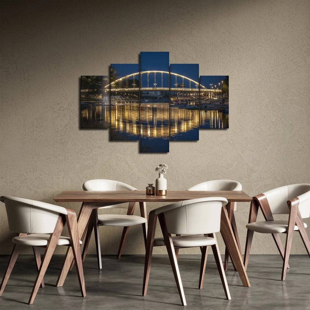 Obraz mosta s fontánou (150x105 cm)