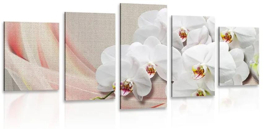 5-dielny obraz biela orchidea na plátne Varianta: 100x50