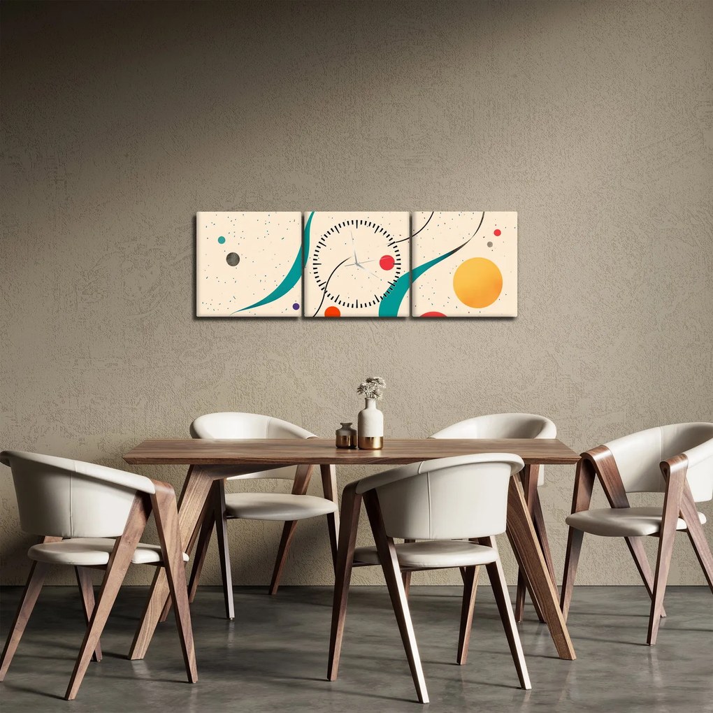 Obraz - Minimalistická farebná ilustrácia (s hodinami) (90x30 cm)