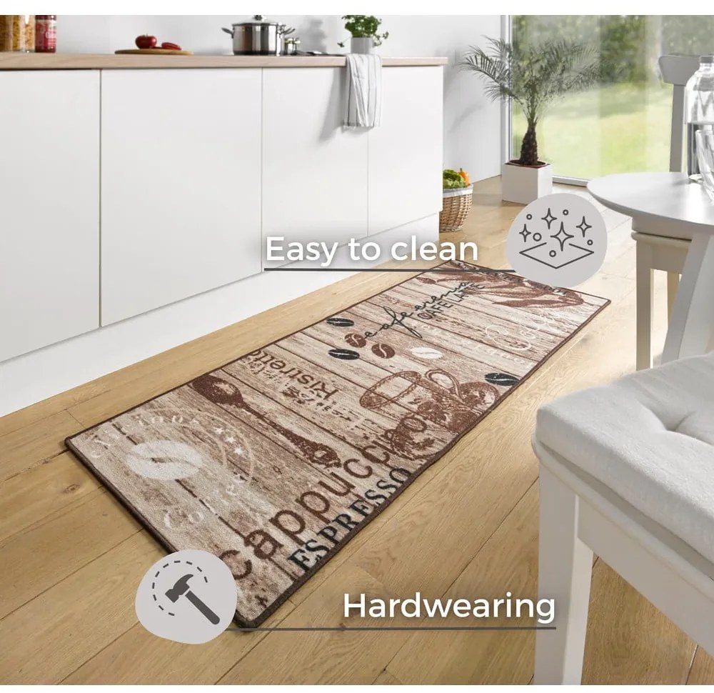 Hnedý kuchynský behúň Hanse Home Delicious Coffee, 67 x 180 cm