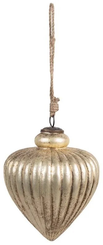 Zlatá sklenená vianočná ozdoba s vrúbkami M - Ø 12*16 cm