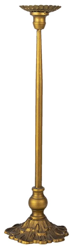 Kovový zlatý sviecen s patinou Olympe - Ø 14*51 cm