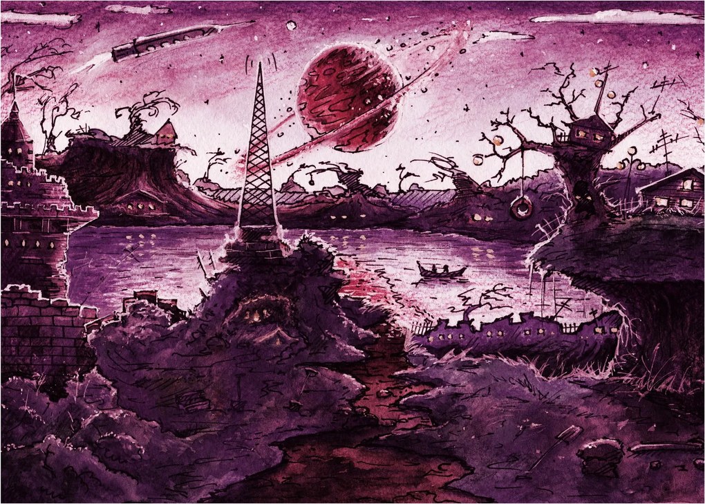 Sklenený obraz - Očarovaná dedina (70x50 cm)