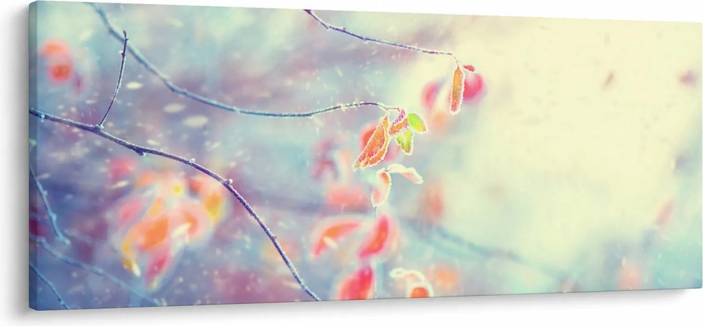 Obraz - Lístky v ľade (120x50 cm)