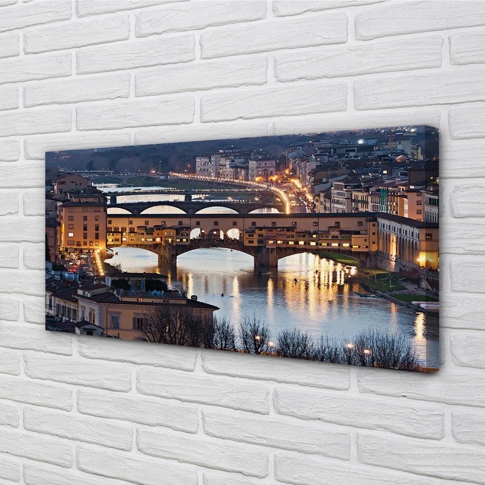 Obraz na plátne Italy Bridges noc rieka 120x60 cm