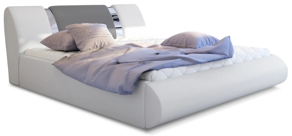 Manželská posteľ 140 cm Fabio (biela + svetlosivá) (s roštom a úl. priestorom). Vlastná spoľahlivá doprava až k Vám domov. 1041654