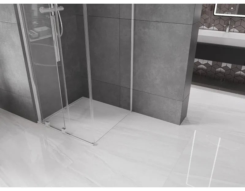 Mexen Velar, sprchový kút s posuvnými dverami 110(dvere) x 110(stena) cm, 8mm číre sklo, chrómový profil, 871-110-110-01-01