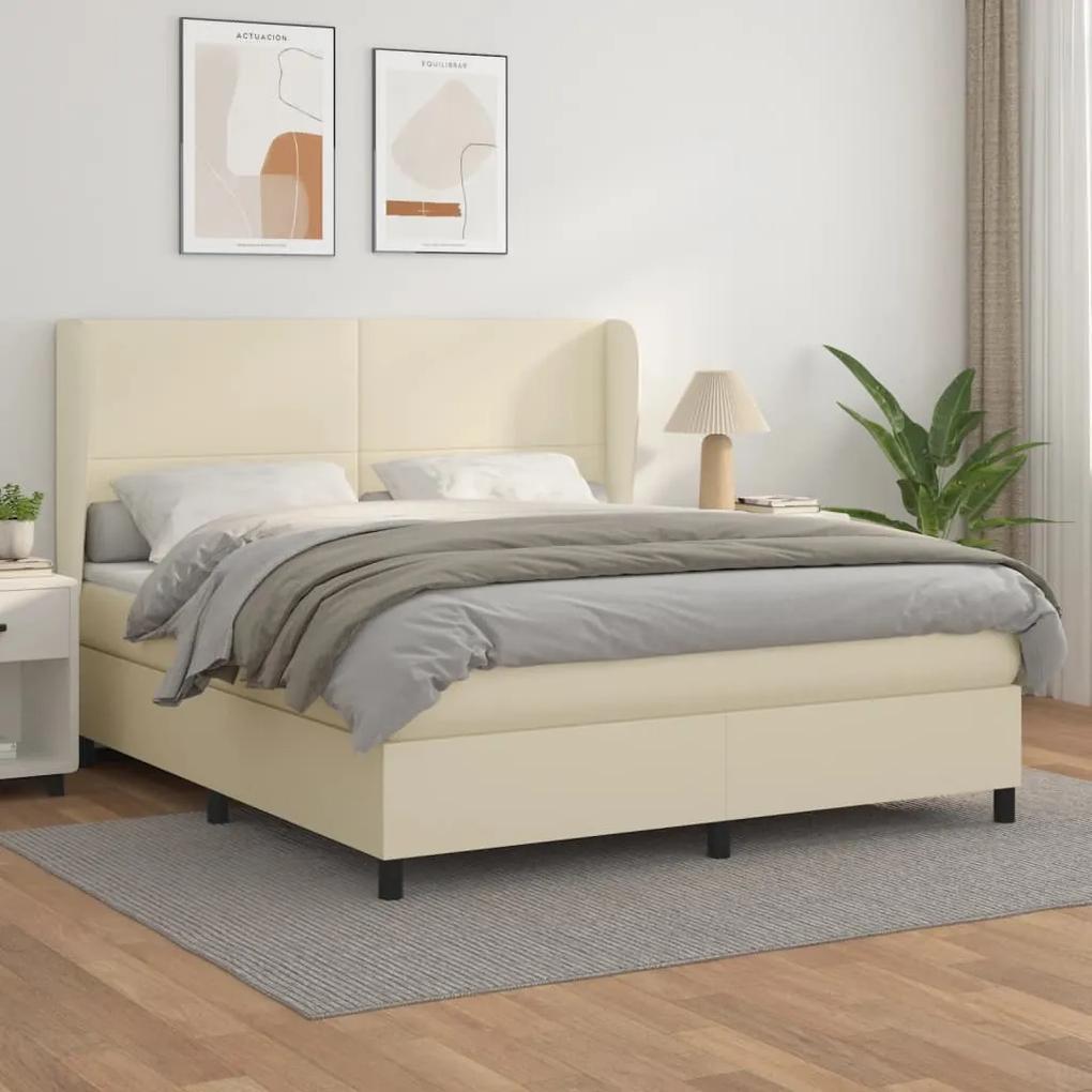 Boxspring posteľ s matracom krémová 180x200 cm umelá koža 3128927