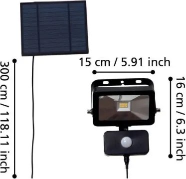 Eglo 900247-LED Solárny reflektor so senzorom VILLAGRAPPA 15xLED/0,03W/3,7V IP44
