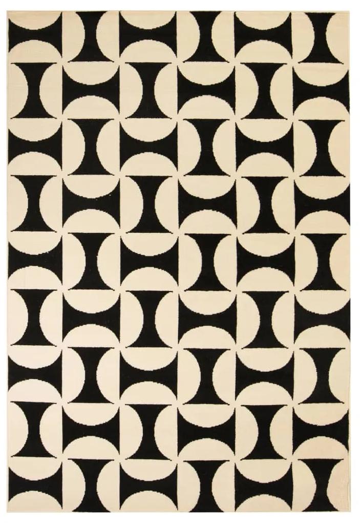 vidaXL Moderný koberec, geometrický dizajn, 160x230 cm, béžovo-čierny