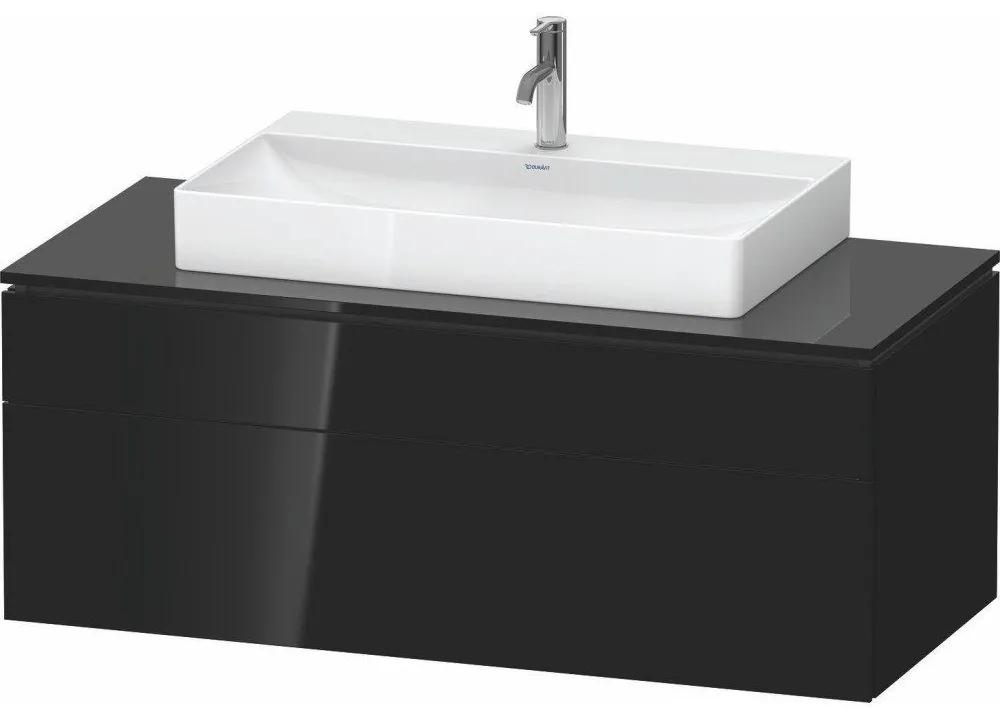 DURAVIT L-Cube závesná skrinka pod umývadlo na dosku, 2 zásuvky, 1220 x 550 x 482 mm, čierna vysoký lesk, LC4882040400000