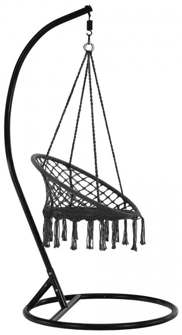 Čierne závesné kreslo KOLUMBIA s čiernym stojanom
