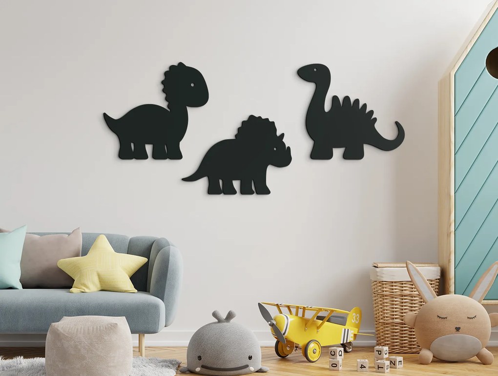 drevko Nálepka do detskej izby Dinosauríky Rozmer obrazu: 28,5 x 65 cm, Farba dekorácie: Čierna