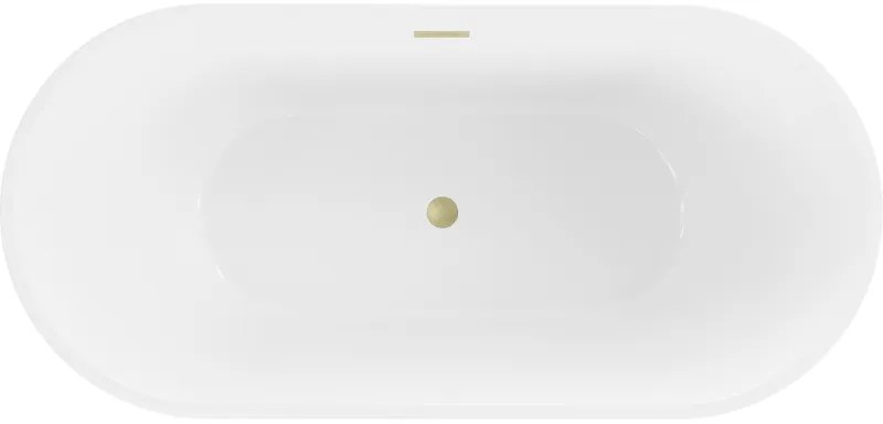 Mexen Luna, voľne stojaca vaňa 140 x 75 cm, biela, zlatý matný prepad, 52031407500-55