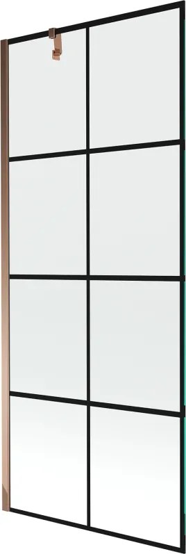 Mexen Next vaňová zástena jednokrídlová 80 x 150 cm, Čierny vzor, Zlatoružová - 895-080-000-00-77-60