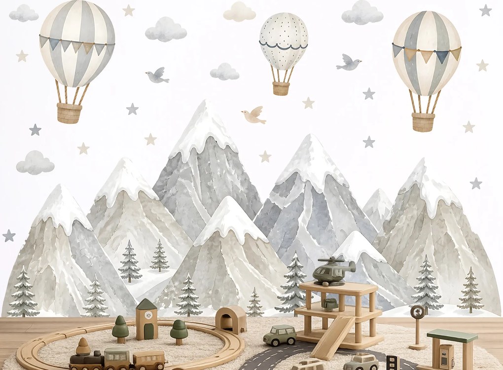 Skaly hory Nordic textilní prelepiteľné nálepky na stenu hárok 75 x 34 cm