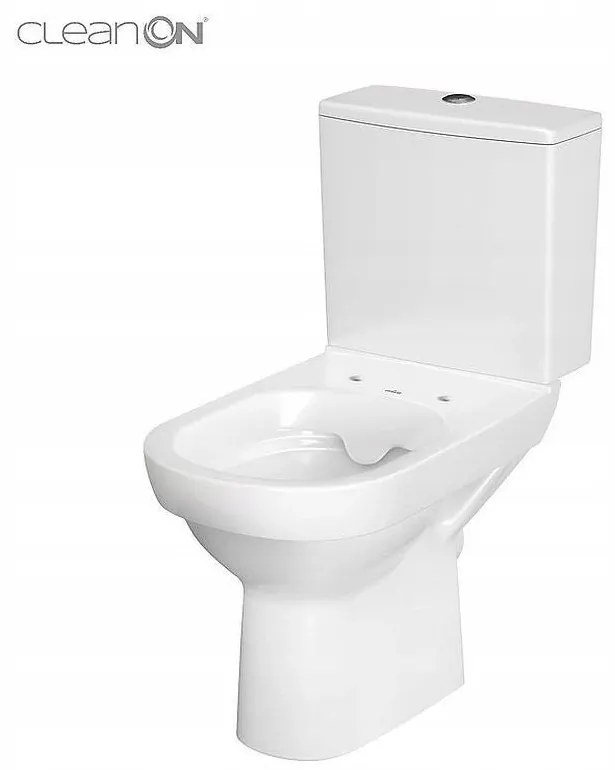 Cersanit CITY - WC kombi + antibakteriálne sedátko s funkciou pomalého zatvárania, horizontálny odpad, prívod vody z boku nádržky, K35-035