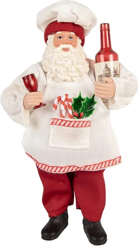 Vianočné dekorácie Santa kuchár s vínom - 15*10*27 cm