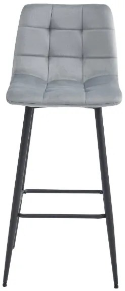 Zamatová barová stolička Budva strieborno sivá