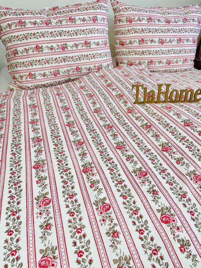 Obliečky bavlnené Village ružové TiaHome - 1x Vankúš 90x70cm, 1x Paplón 140x200cm