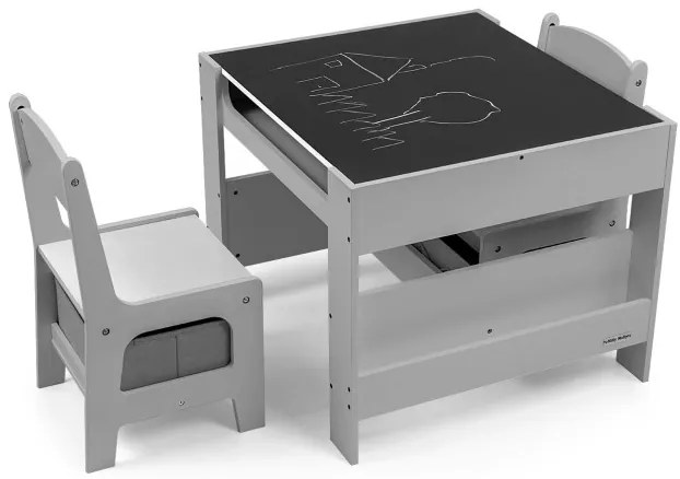 Detský stôl Sven sivý s dvomi stoličkami