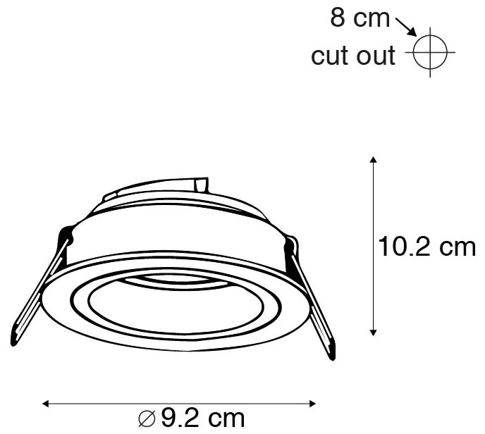 Sada 6 moderných zapustených bodových svetiel čierna 9,2 cm otočné a naklápacie - Chuck