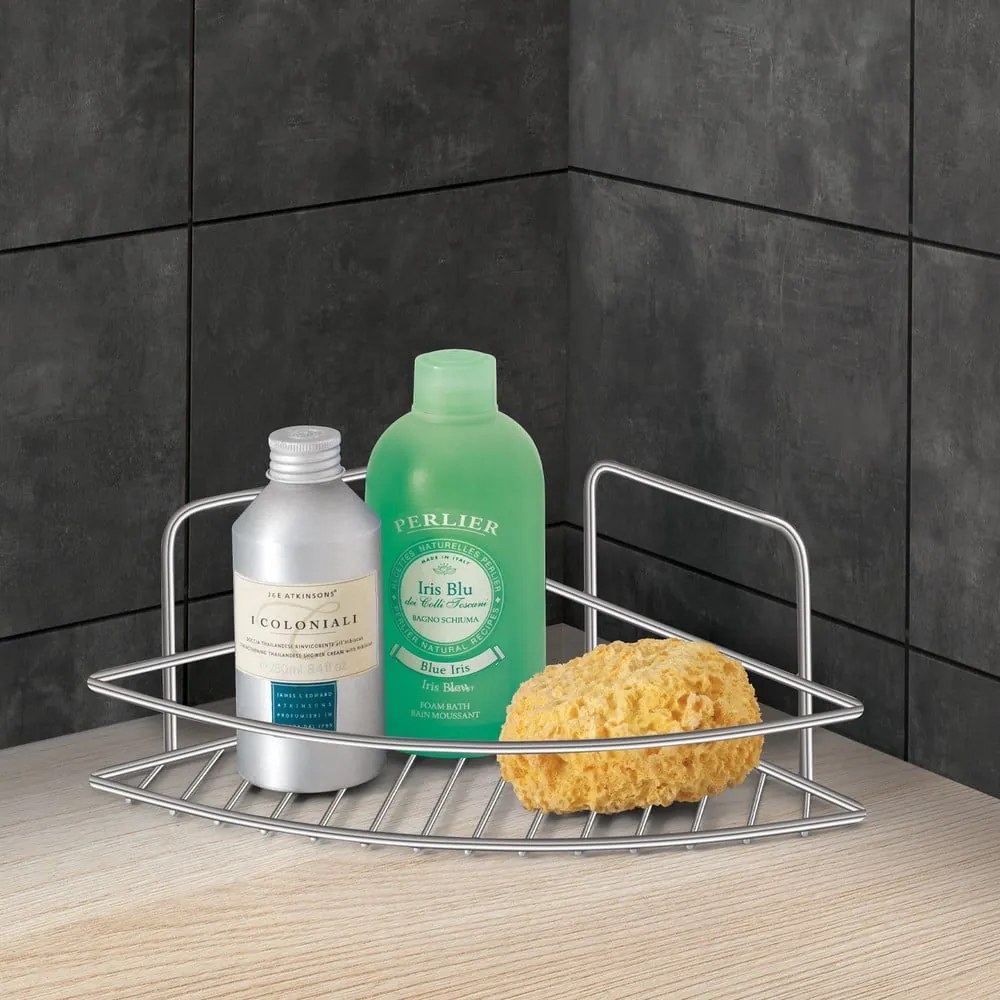 Oceľová kúpeľňová polička v lesklo striebornej farbe Luxy – Metaltex