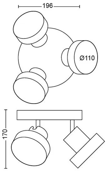 Philips 50603/30/P0 - LED Stmievateľné bodové svietidlo BUKKO 3xLED/4,3W/230V