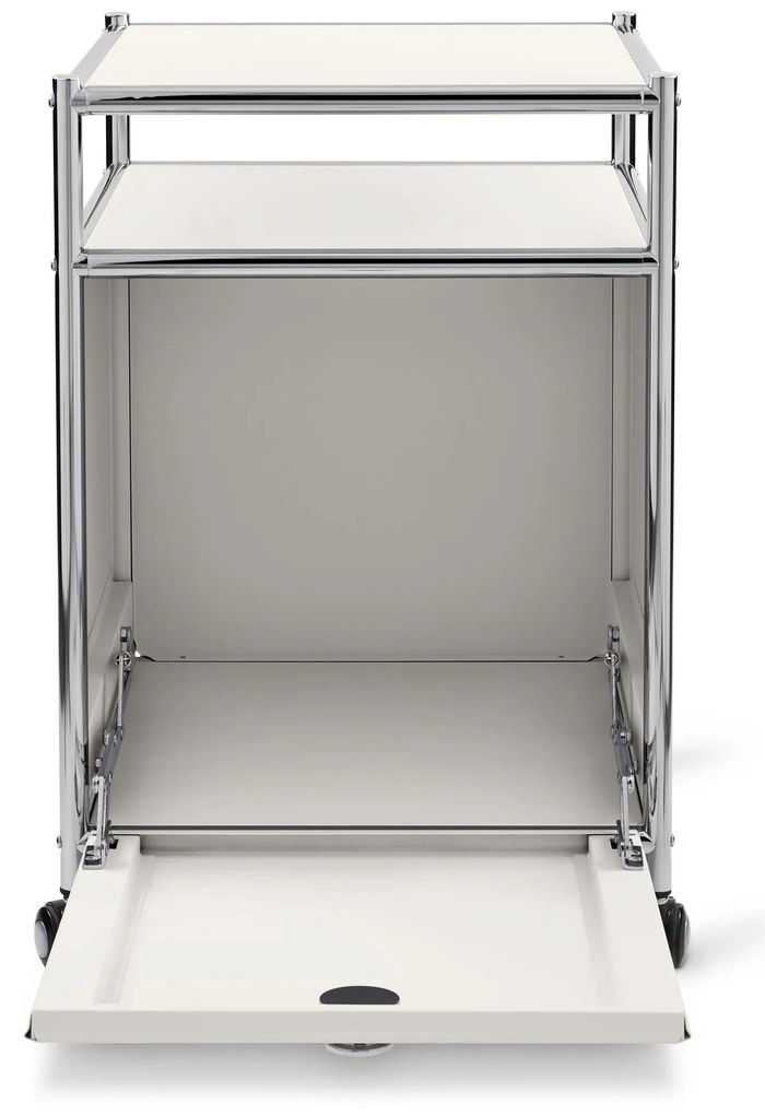 Kovový kontajner na kolieskach »CN3« s výklopnou doskou, biely