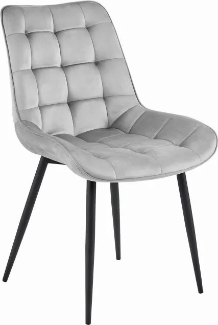 Jedálenská stolička BERA zamatová strieborná / čierne nohy