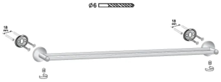 BISK Erga FOR YOU, 1-radový držiak na uteráky 600mm, čierna matná, ERG-08259