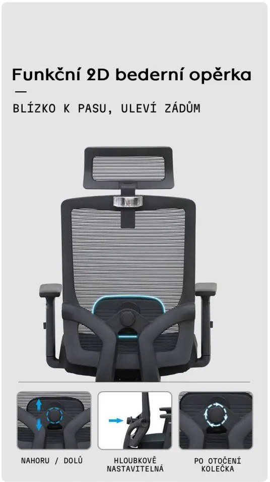 Kancelárska ergonomická stolička Neoseat BRENDA — čierna, nosnosť 150 kg