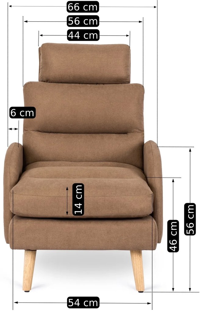 Polohovacie kreslo Henry s podnožkou hnedé