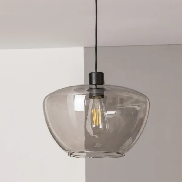 Závesný luster na lanku SEVENTIES E27/40W/230V dymová/sivá