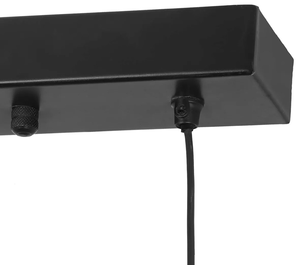 Japandi závesná lampa čierna s hnedým lanom 4-svetlá - Smilla