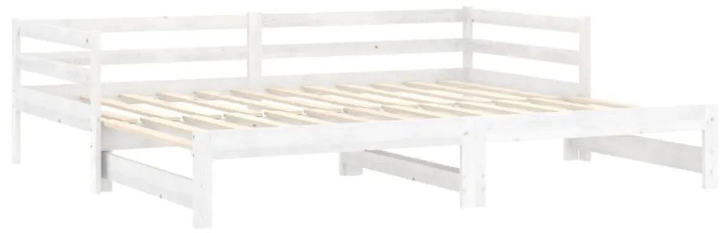 Rozkladacia denná posteľ 2x(90x200) cm, biela, borovicový masív