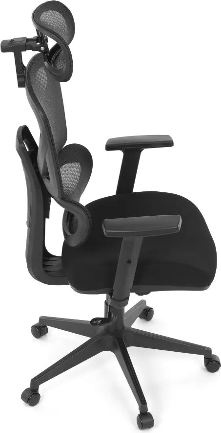 Kancelárska ergonomická stolička TRAGEL — sieťovina / látka, čierna