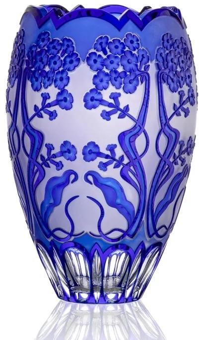 Bohémia Crystal Ručne brúsená váza Secesia Modrá 305mm