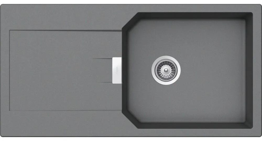 SCHOCK Manhattan D-100L Cristalite drez s odkvapávacou plochou, obojstranný, spodná montáž, 1000 x 510 mm, Croma, MAND100LUGCR