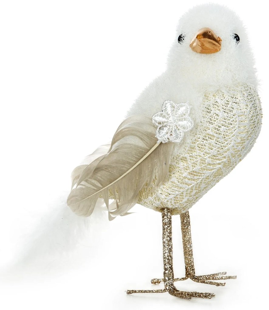 VIANOČNÁ FIGÚRKA BIRD SADA 6KS 15 CM BIELA