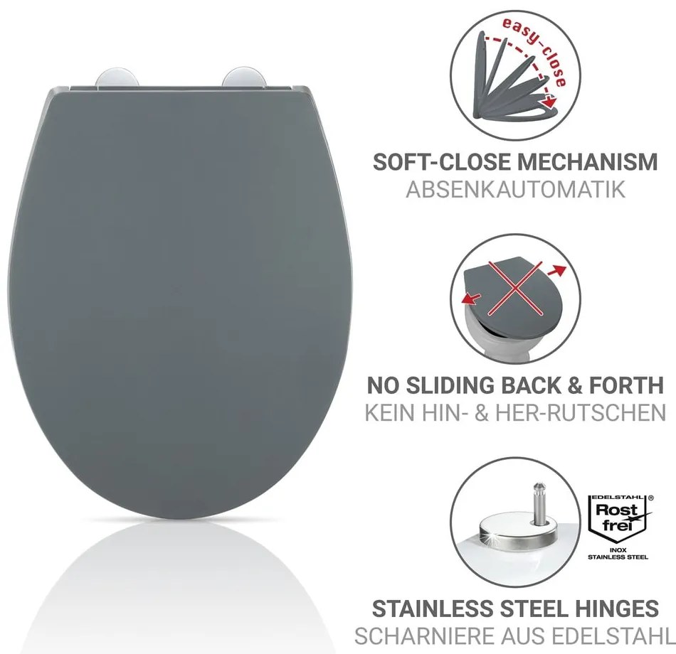 Záchodová doska s automatickým zatváraním 37 x 44,5 cm Ostuni – Wenko