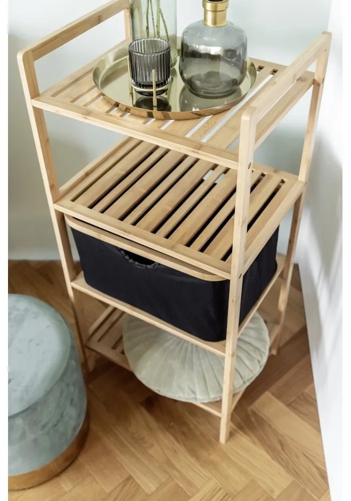 Čierny/prírodný bambusový kúpeľňový regál 44x93,5 cm Ecori - Wenko