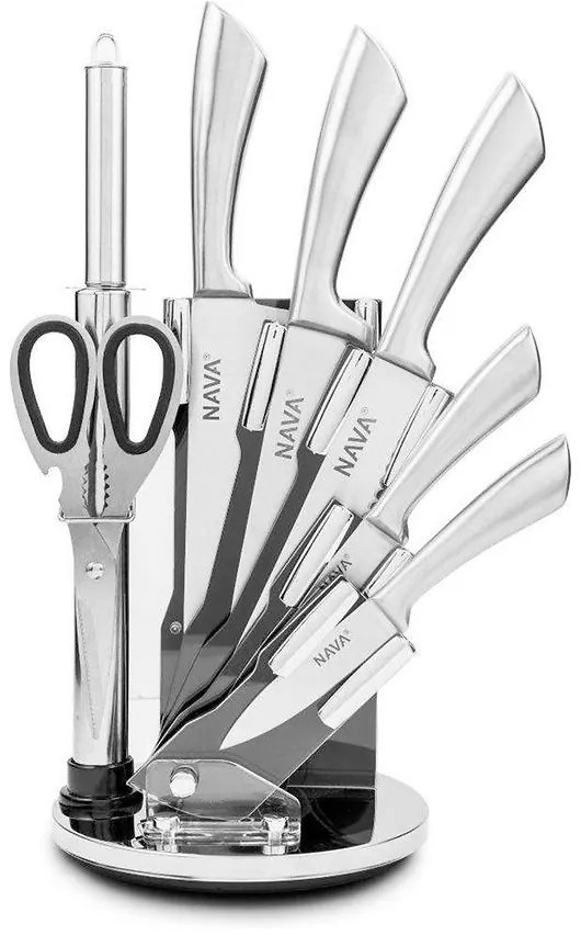 Nože v stojane oceľ Akryl 8el.