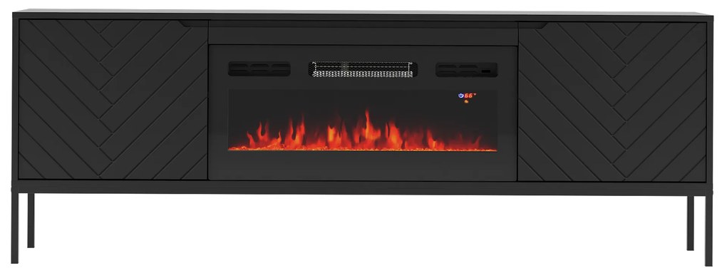 TV stolík EMY čierna s elektrickým krbom