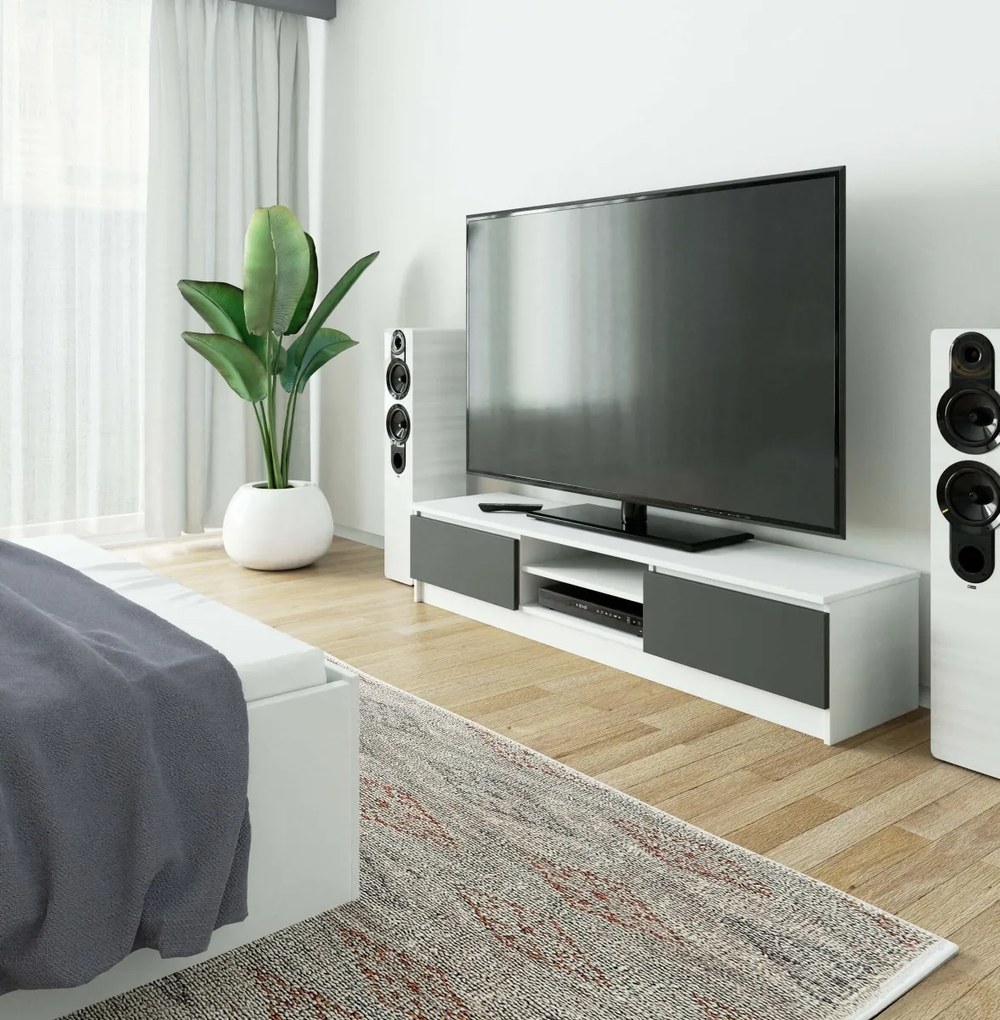 TV stolík Ronon 160 cm biely/grafitovo sivý