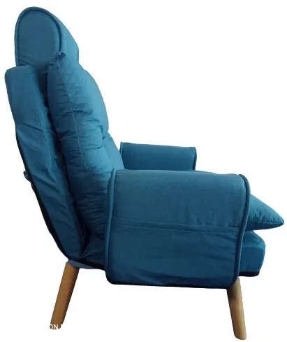 Relaxačné kreslo Boris modré s taburetkou