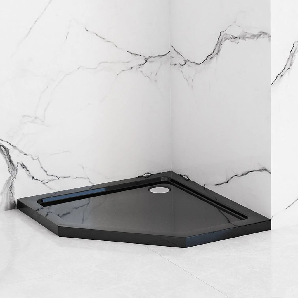 Rea Diamond - akrylátová sprchová vanička 90 x 90 x 5 cm + sifón, čierna, REA-K8543