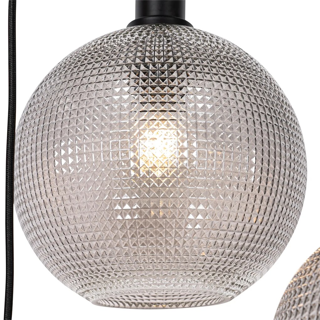 Dizajnové závesné svietidlo čierne s dymovým sklom 3-Lights - Chico