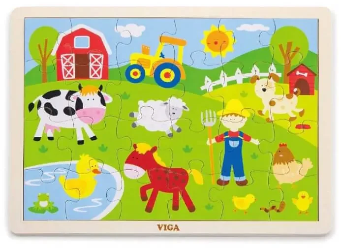 Detské drevené puzzle Farma