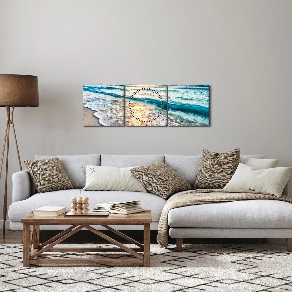 Obraz - More (s hodinami) (90x30 cm)